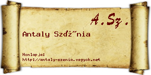 Antaly Szénia névjegykártya